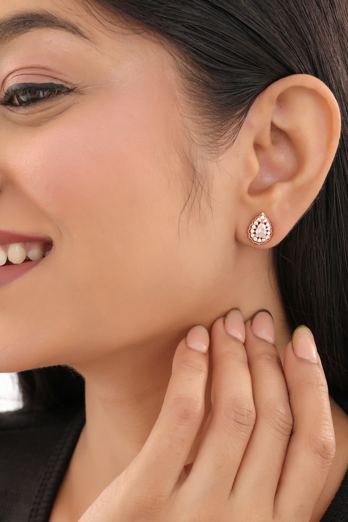 Buy 1 Get 1 Free -American Diamond Rose Gold Plated Fancy Delicate Earrings