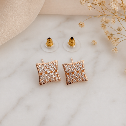 American Diamond Rose Gold Plated Fancy Delicate Earrings