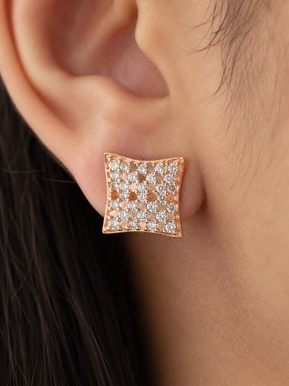 American Diamond Rose Gold Plated Fancy Delicate Earrings