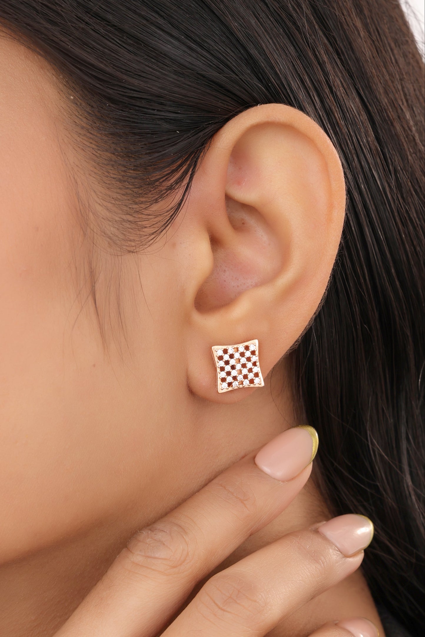 Buy 1 Get 1 Free -American Diamond Rose Gold Plated Fancy Delicate Earrings