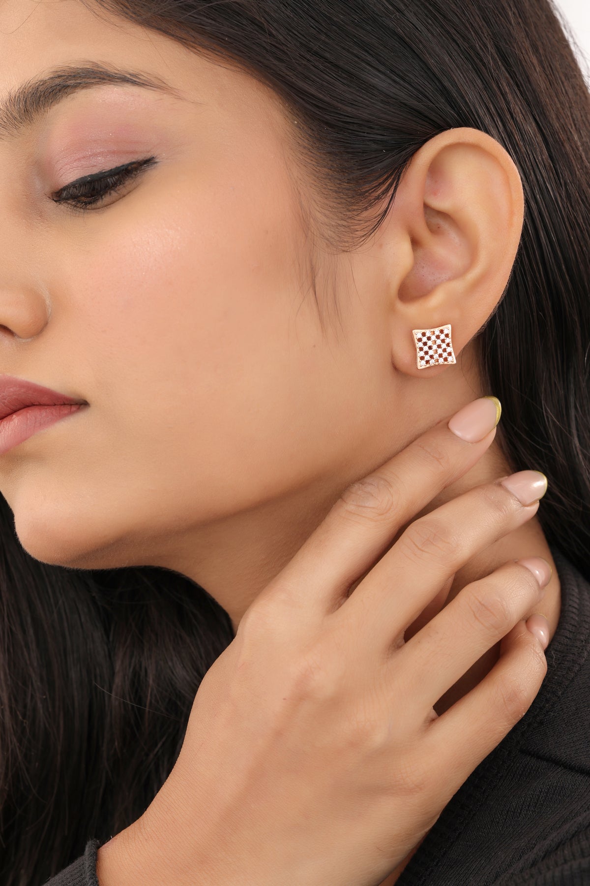 Buy 1 Get 1 Free -American Diamond Rose Gold Plated Fancy Delicate Earrings - Earrings - Belleza Jewels