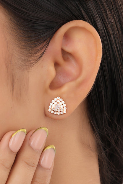 Buy 1 Get 1 Free -American Diamond Rose Gold Tringle Shape Earrings