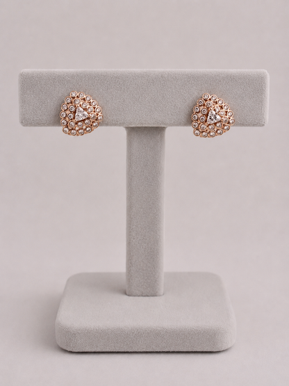 American Diamond Rose Gold Tringle Shape Earrings