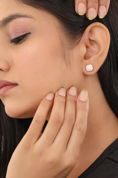 Buy 1 Get 1 Free -American Diamond Rose Gold Plated Fancy Earrings