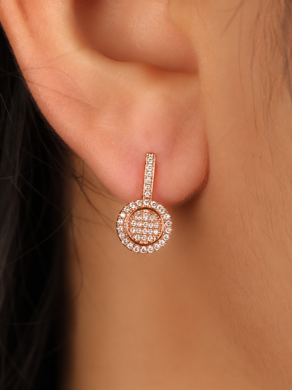 American Diamond Rose Gold Plated Hanging Fancy Delicate Earrings