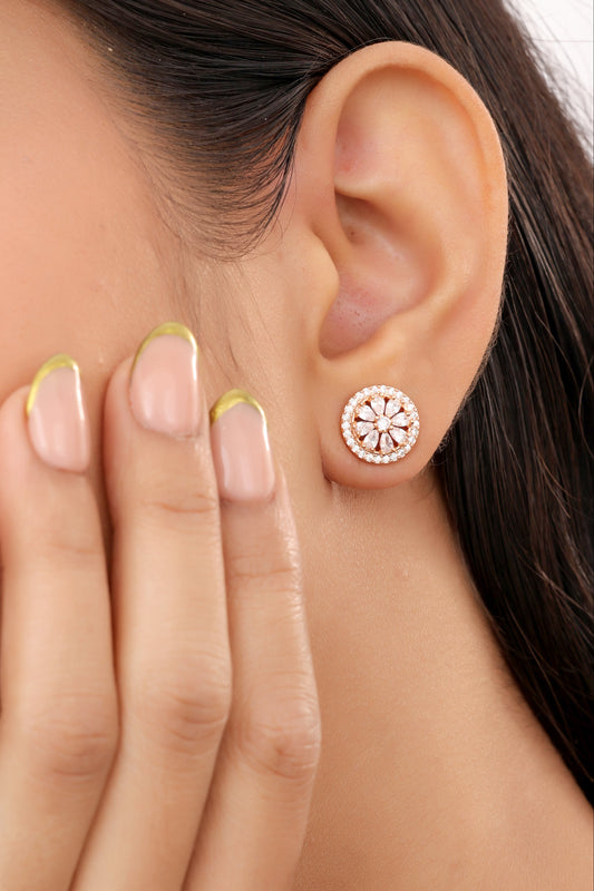 Buy 1 Get 1 Free -American Diamond Rose Gold  Fancy Earrings