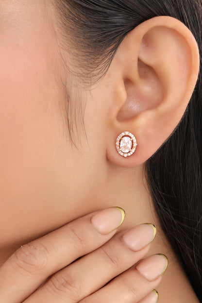 Buy 1 Get 1 Free -American Diamond Rose Gold Plated  Fancy Delicate Earrings
