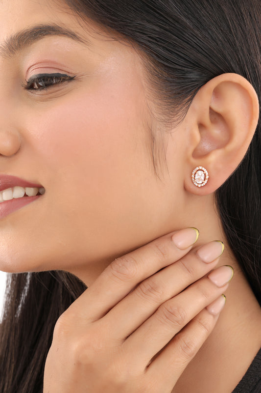 Buy 1 Get 1 Free -American Diamond Rose Gold Plated  Fancy Delicate Earrings