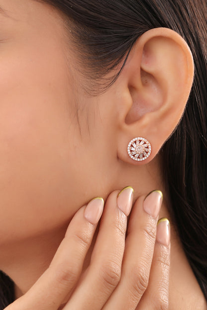 Buy 1 Get 1 Free -American Diamond Rose Gold Fancy Earrings