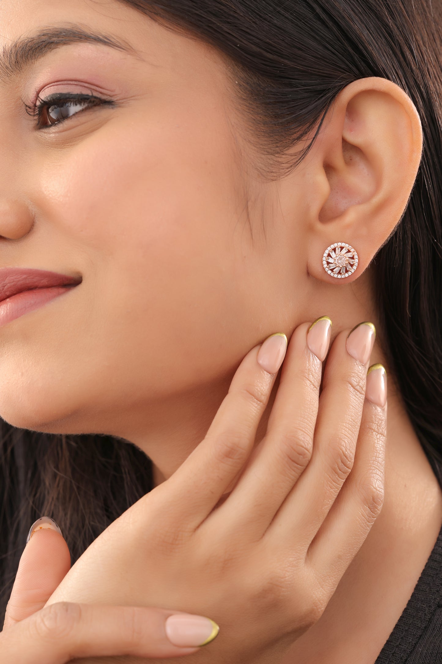 Buy 1 Get 1 Free -American Diamond Rose Gold Fancy Earrings