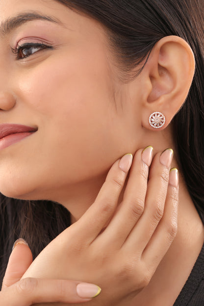 Buy 1 Get 1 Free -American Diamond Rose Gold Fancy Earrings