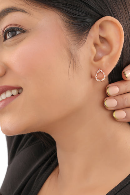 Buy 1 Get 1 Free -American Diamond Rose Gold Delicate Earrings