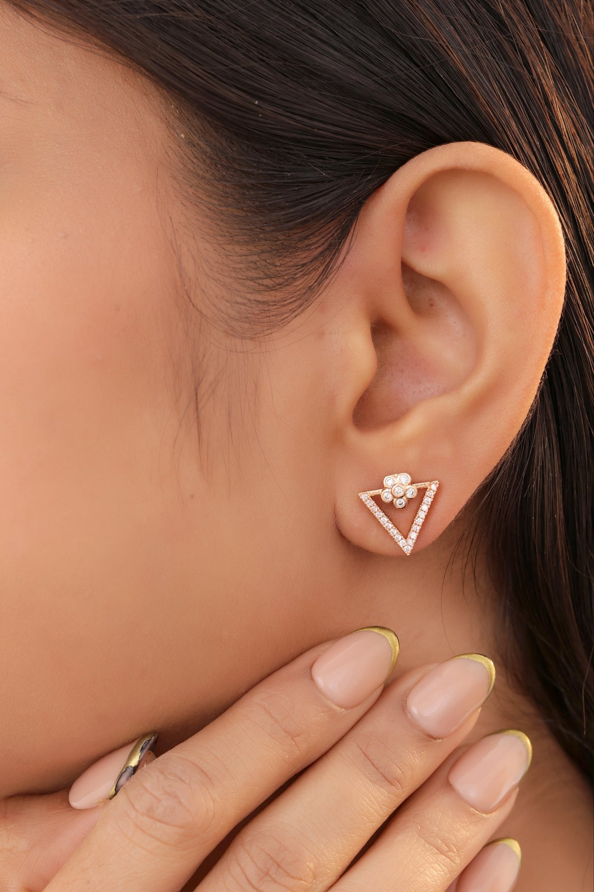 Buy 1 Get 1 Free -American Diamond Rose Gold Delicate Fancy Delicate Earrings - Earrings - Belleza Jewels