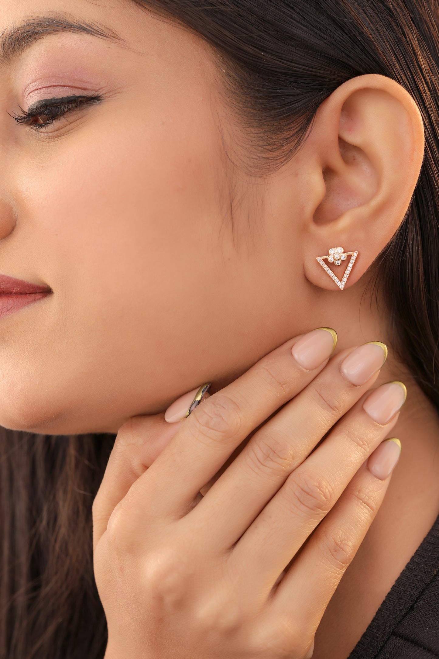 Buy 1 Get 1 Free -American Diamond Rose Gold Delicate Fancy Delicate Earrings