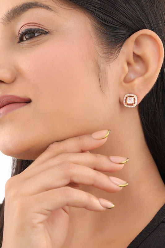 Buy 1 Get 1 Free -American Diamond Rose Gold Delicate Fancy Earrings