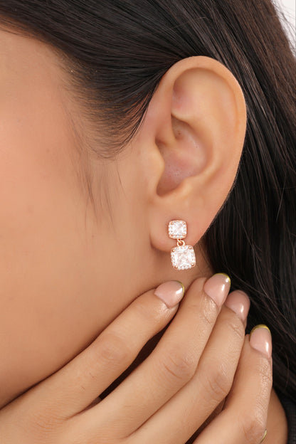 Buy 1 Get 1 Free -American Diamond Rose Gold Plated Fancy Delicate Earrings