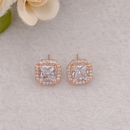 American Diamond Rose Gold Plated Fancy Earrings