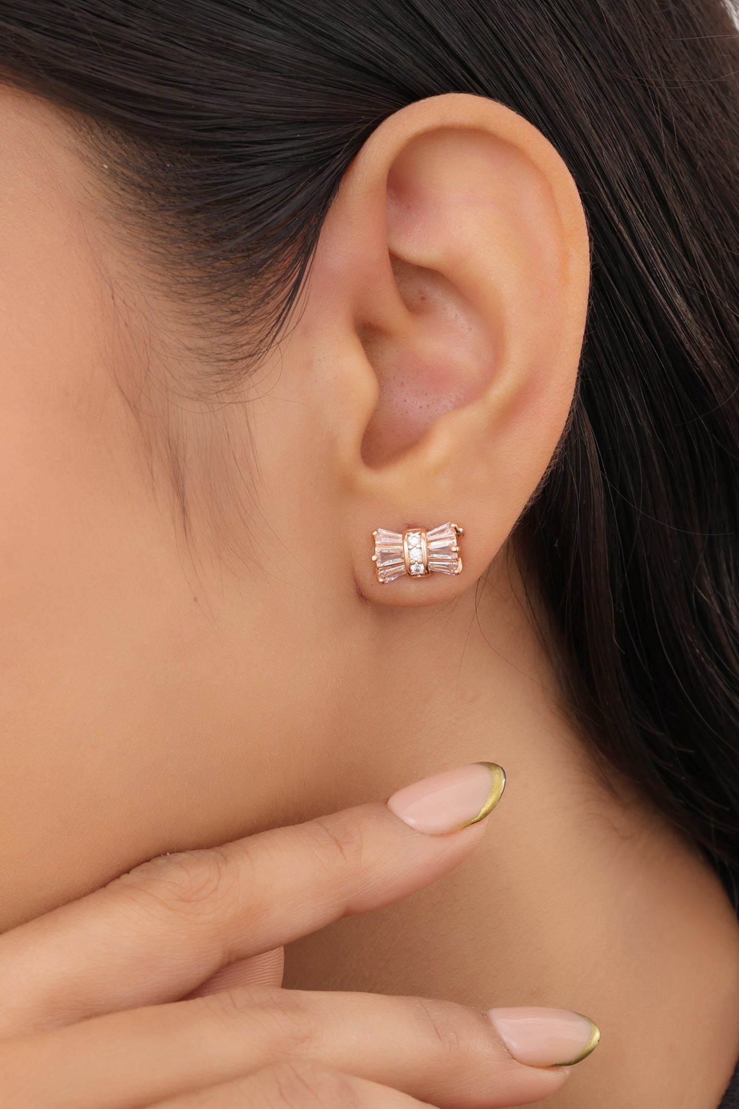 Buy 1 Get 1 Free -American Diamond Rose Gold Plated Fancy Delicate Earrings