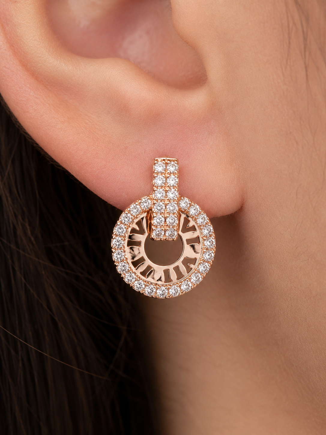 American Diamond Rose Gold Delicate Fancy Delicate Earrings