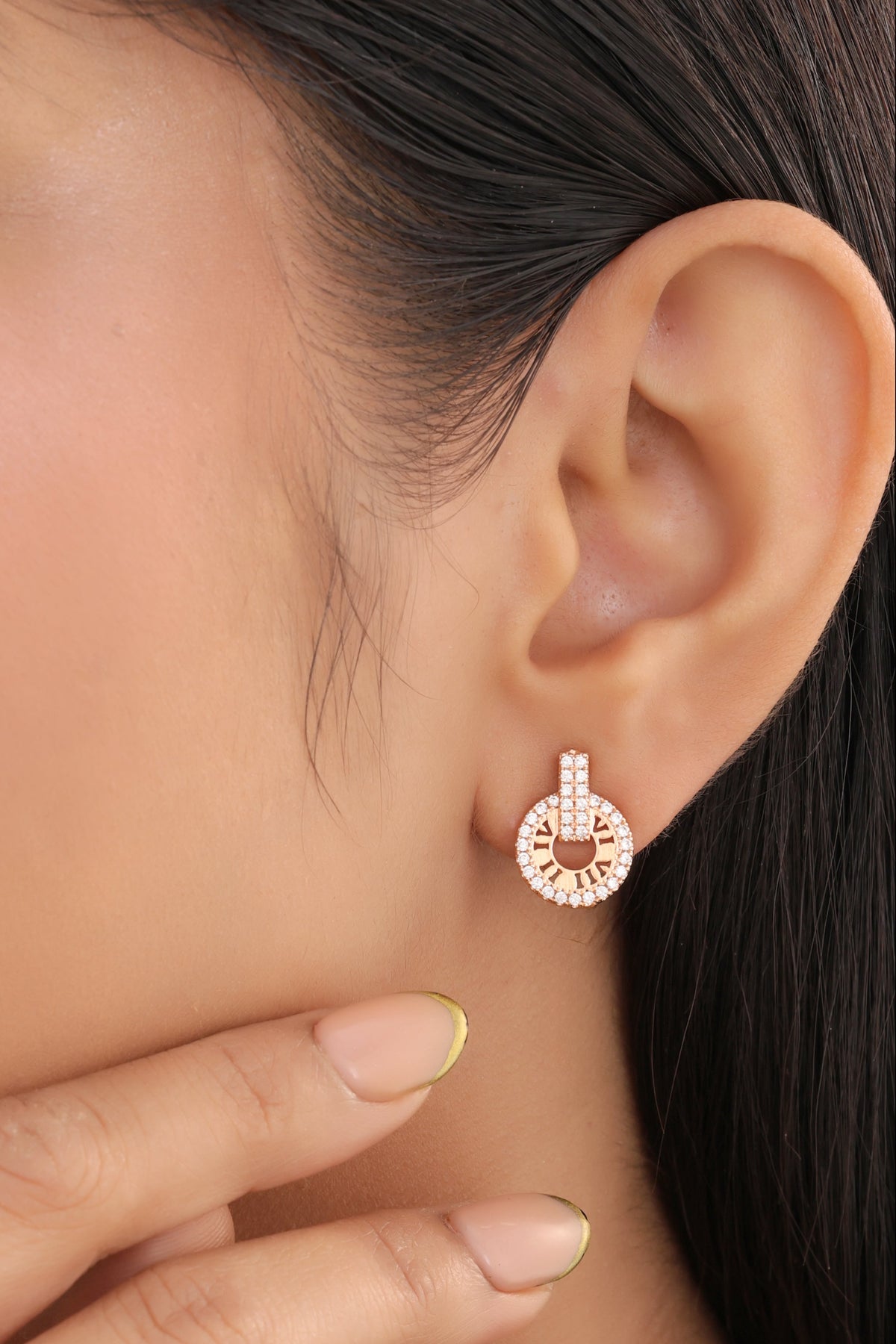 Buy 1 Get 1 Free -American Diamond Rose Gold Delicate Fancy Delicate Earrings - Earrings - Belleza Jewels