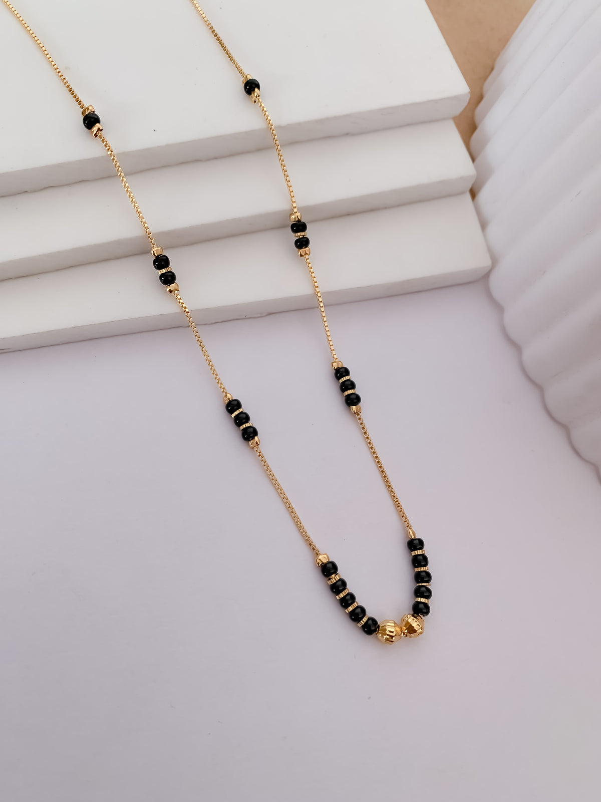 Buy 1 Get 1 Free - Classic Black Bead Slim Mangalsutra - Mangalsutra - Belleza Jewels