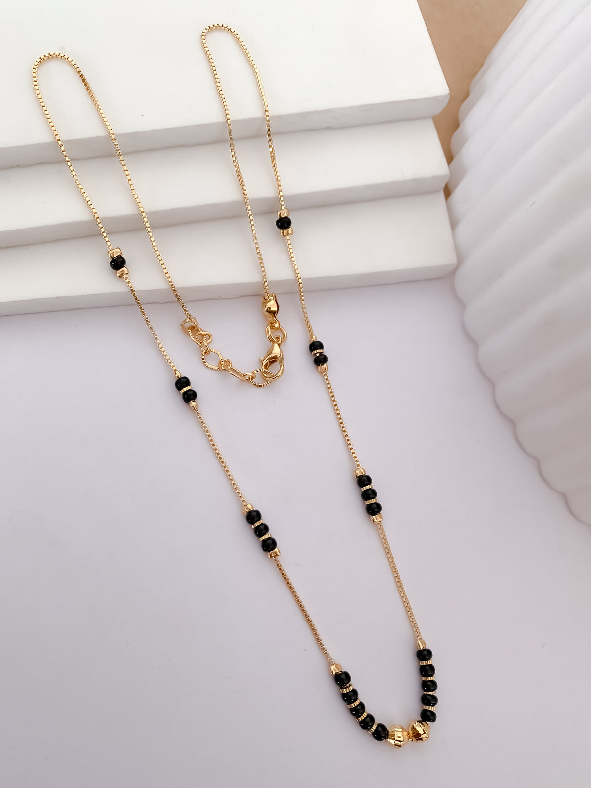 Buy 1 Get 1 Free - Classic Black Bead Slim Mangalsutra - Mangalsutra - Belleza Jewels