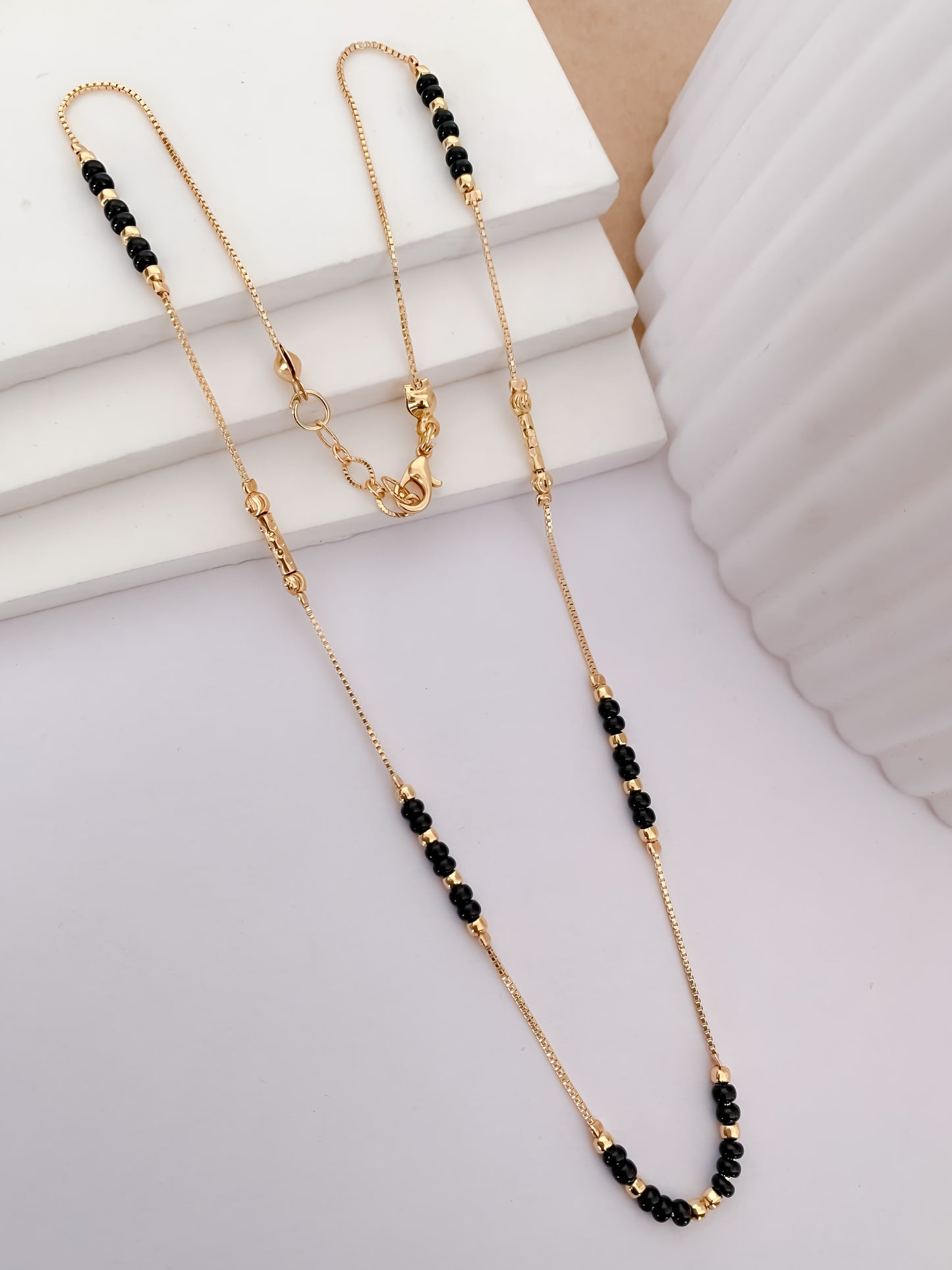 Buy 1 Get 1 Free - Minimal Black Bead Curve Mangalsutra