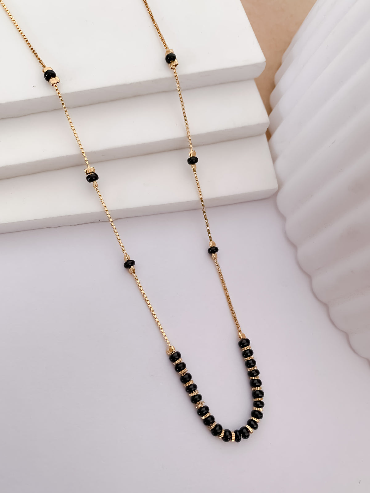 Buy 1 Get 1 Free - Curved Bead Chain Mangalsutra - Mangalsutra - Belleza Jewels