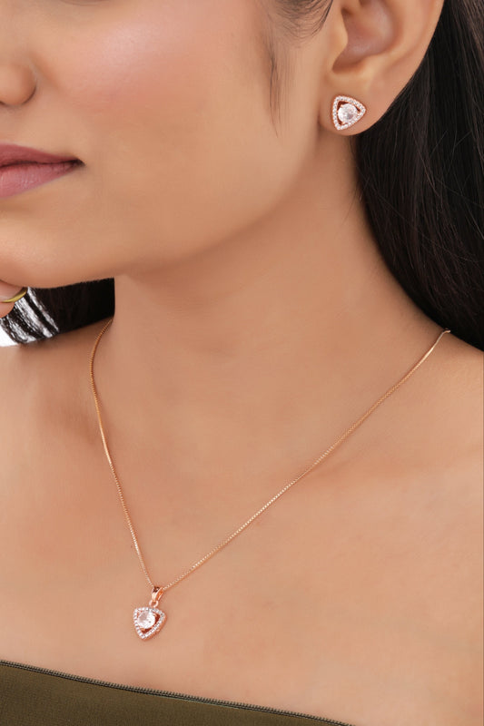 Trinity Triangle Pendant Necklace - Pendant Set - Belleza Jewels