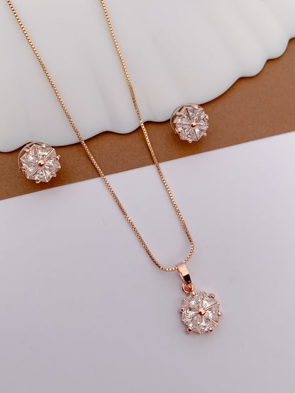 Petal Bloom CZ Pendant Necklace