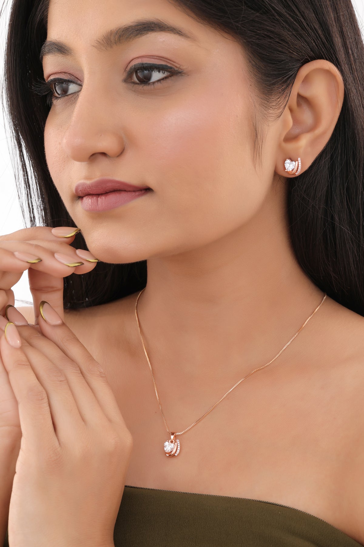 Heart Halo CZ Pendant Necklace - Pendant Set - Belleza Jewels