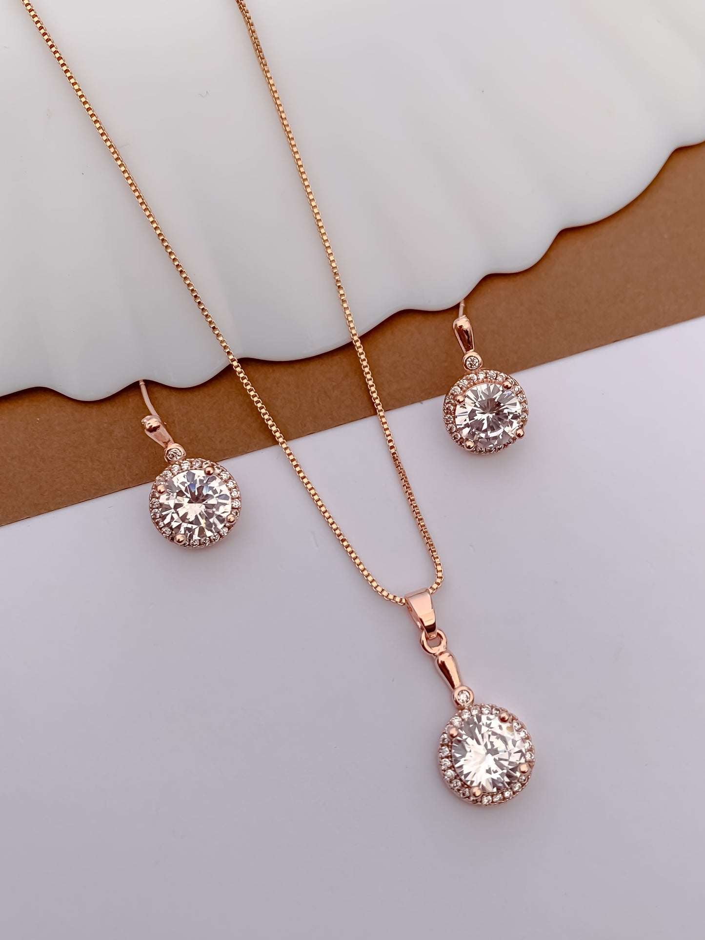 Round Halo CZ Pendant Necklace