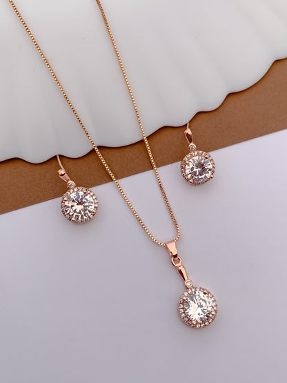 Round Halo CZ Pendant Necklace