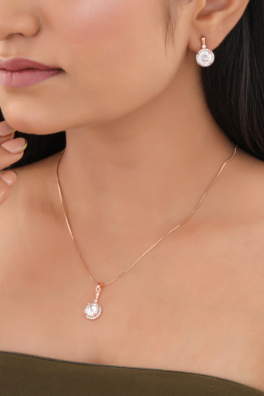 Round Halo CZ Pendant Necklace