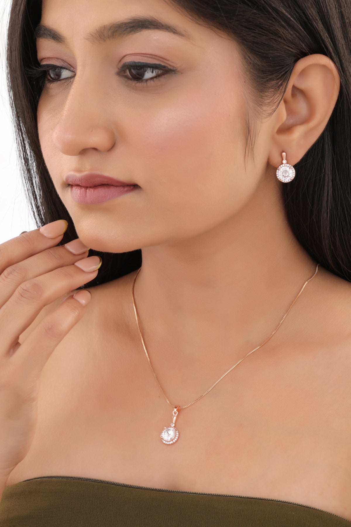 Round Halo CZ Pendant Necklace - Pendant Set - Belleza Jewels