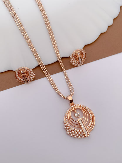 Layered Circle CZ Pendant Necklace