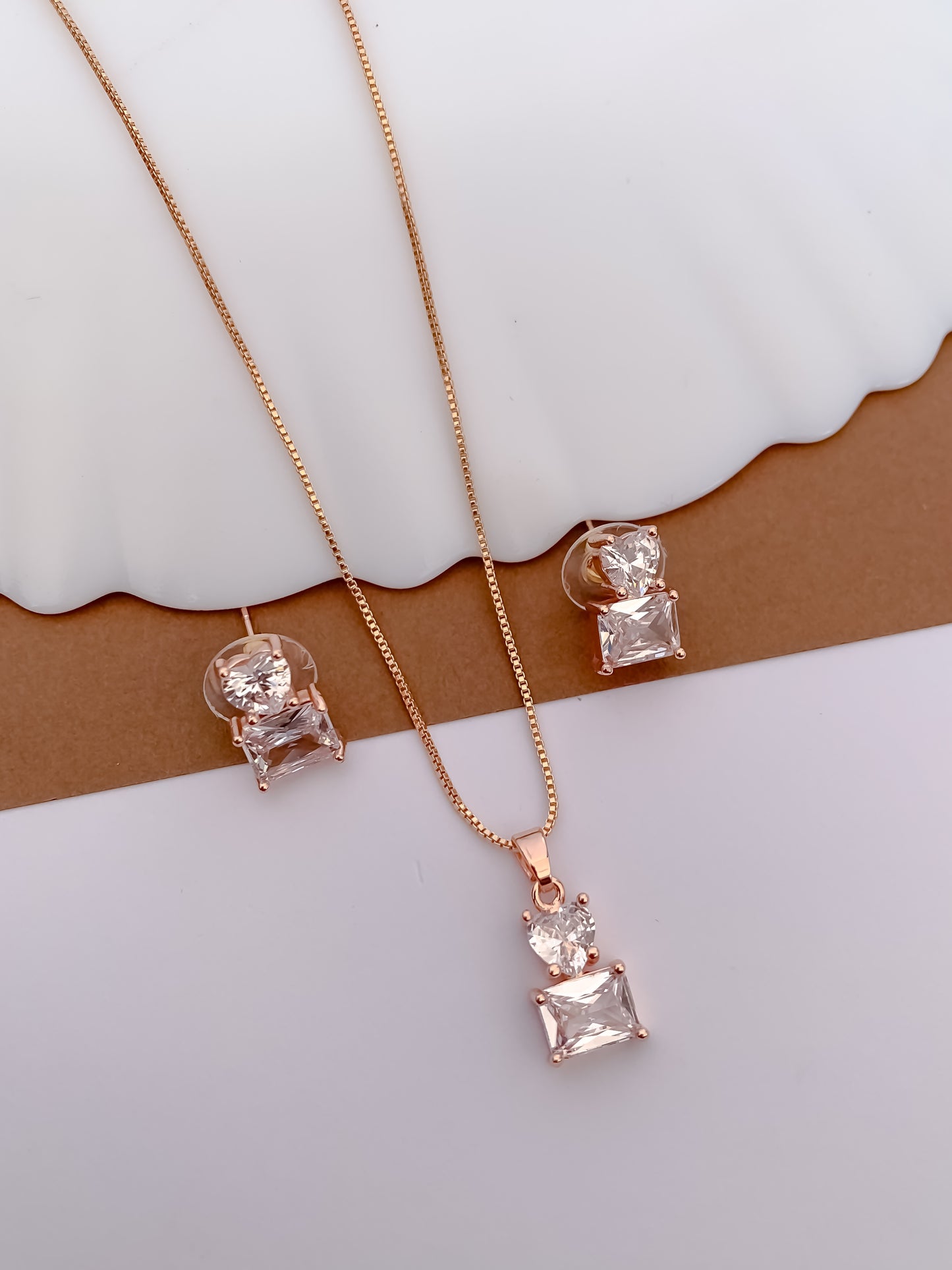 Geometric CZ Pendant Necklace