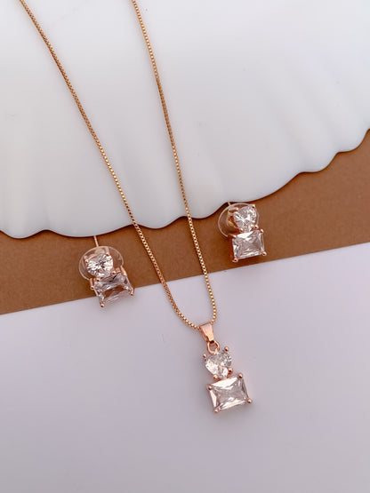 Geometric CZ Pendant Necklace