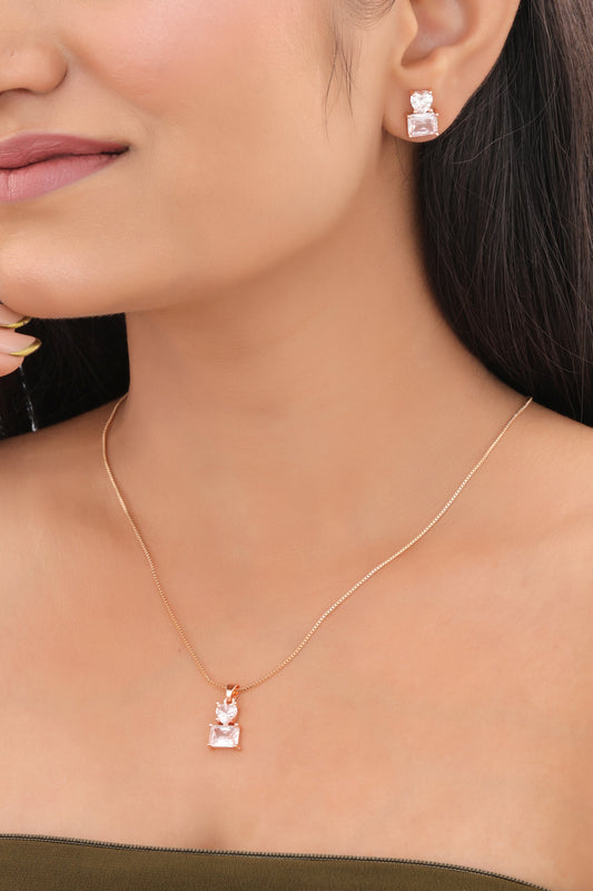 Geometric CZ Pendant Necklace