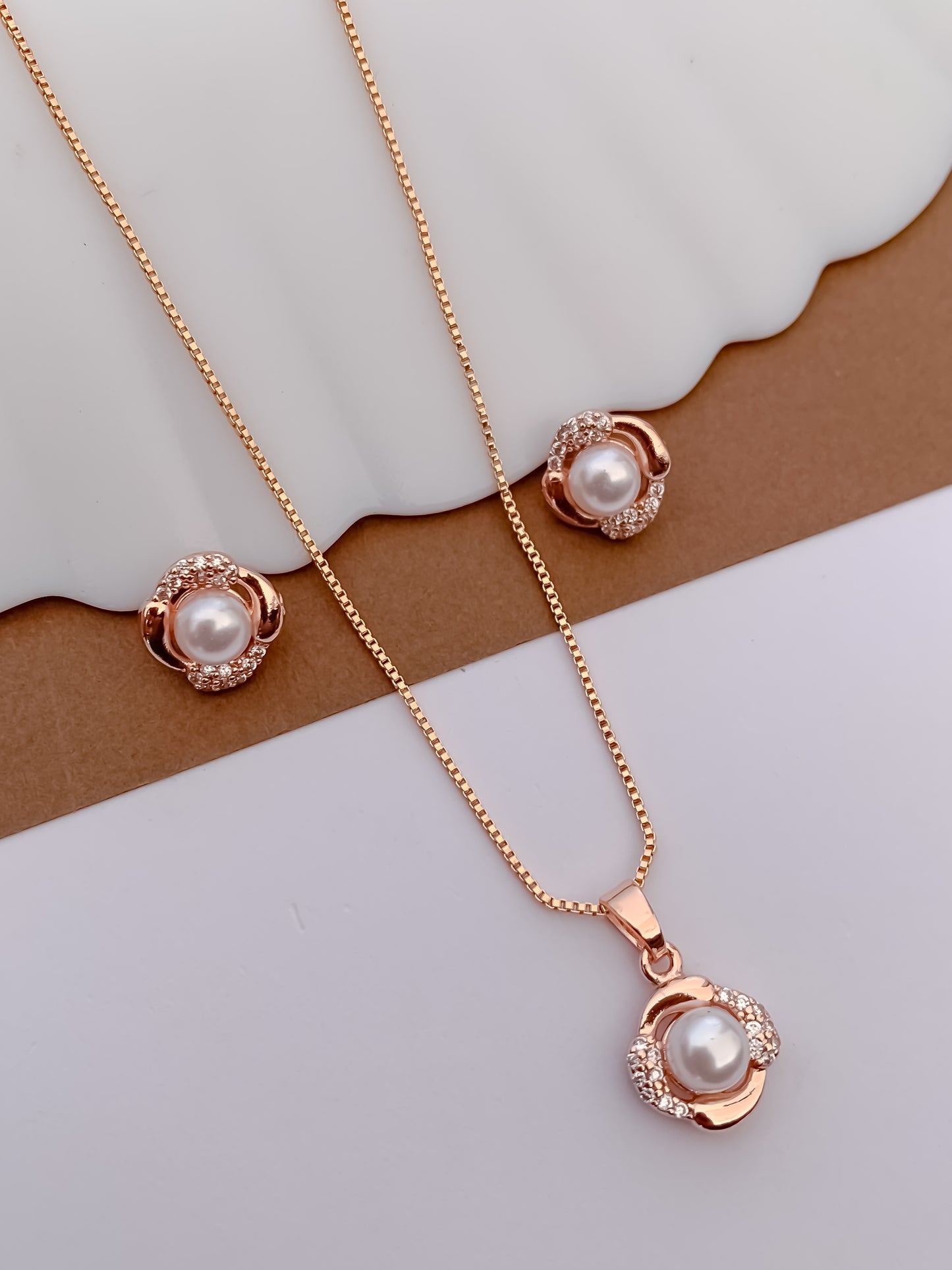 Petite Pearl Halo CZ Pendant Necklace