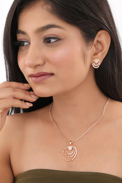 Layered Circle CZ Pendant Necklace