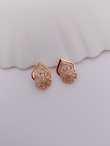 Rose Gold Floral Drop Pendant Set