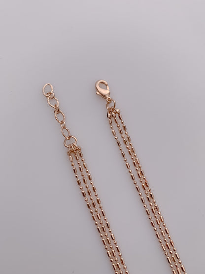 Rose Gold Geometric Square Pendant Set