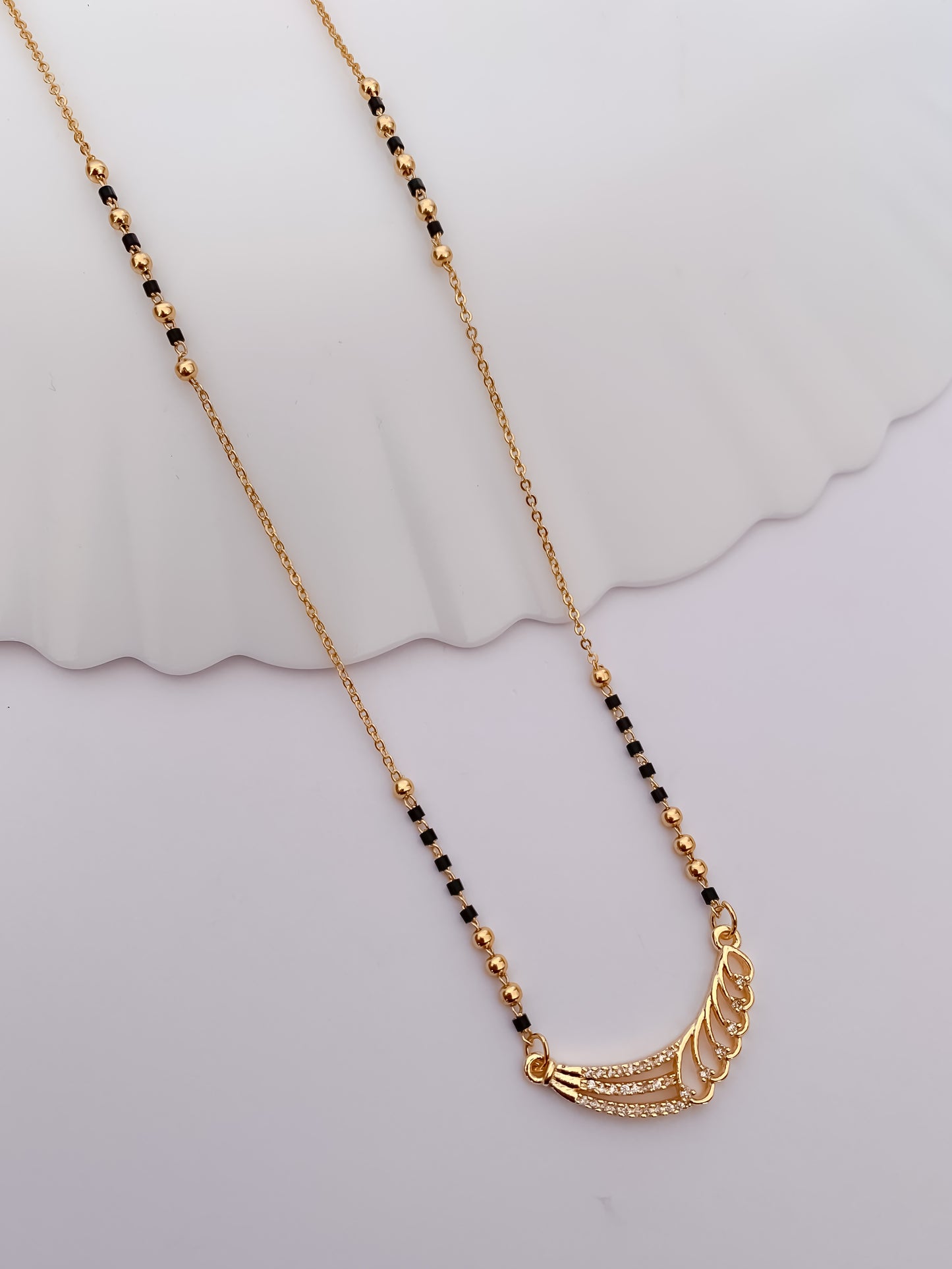 Gold Finish Layered Arc Minimal Mangalsutra