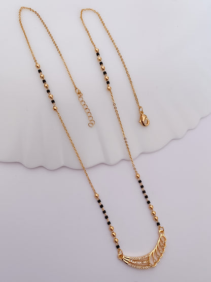 Gold Finish Layered Arc Minimal Mangalsutra