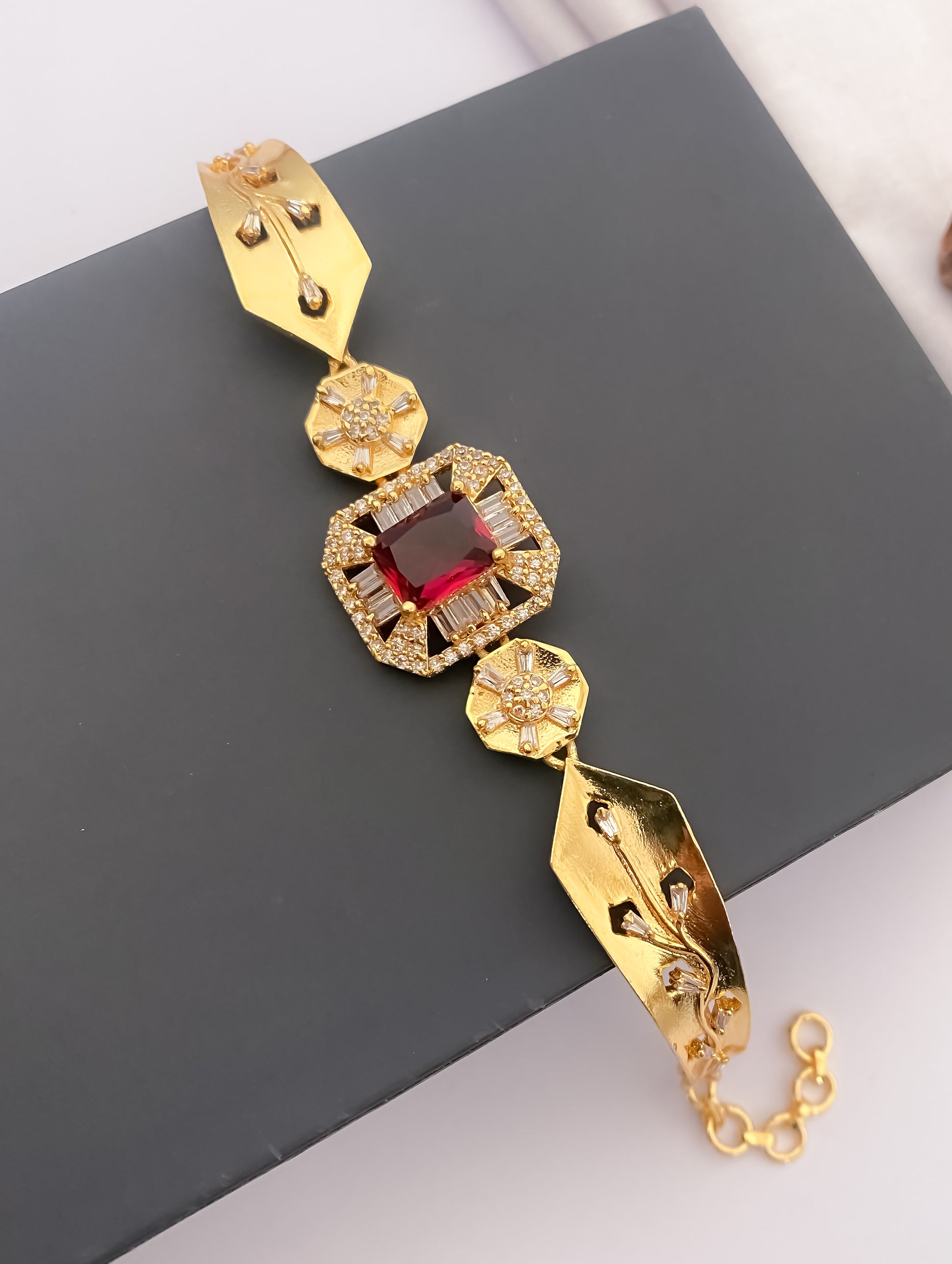 American Diamond High Gold Plated Fancy Colour Bracelet - Bracelet - Belleza Jewels