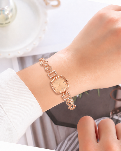 Elegant Rose Gold Crystal Bracelet Watch for Women
