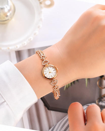 Rose Gold Crystal Infinity Bracelet Watch for Women