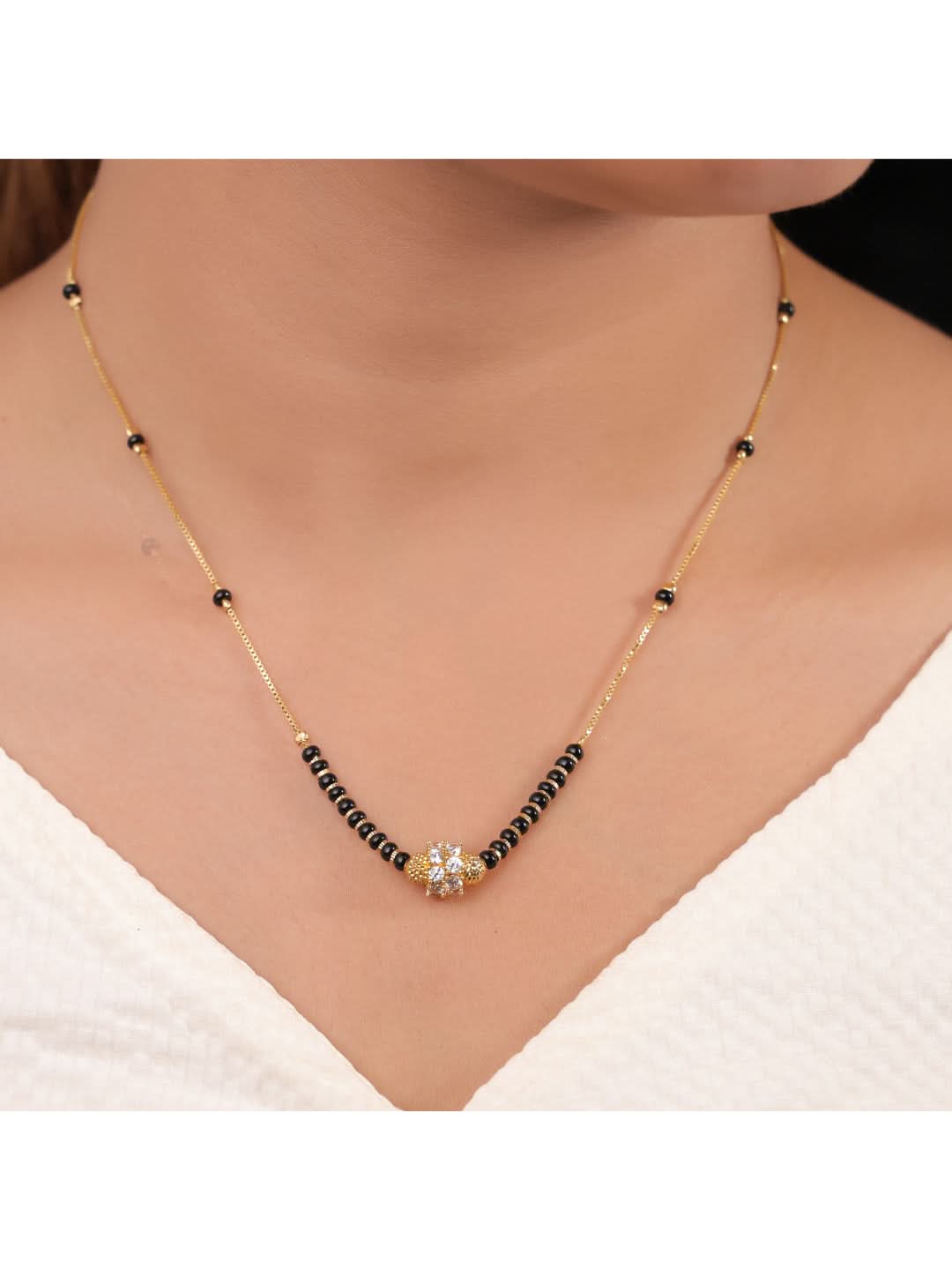 Buy 1 Get 1 Free - Crystal Bead Solitaire Mangalsutra - Mangalsutra - Belleza Jewels