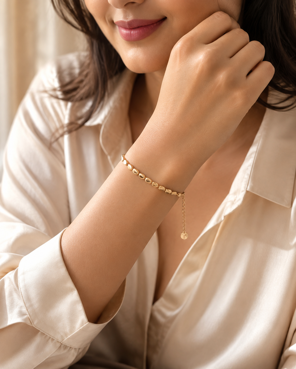 Golden Leaf Link Bracelet - Stainless Steel